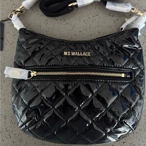 MZ Wallace Glossy Black Quilted Crossbody Bag